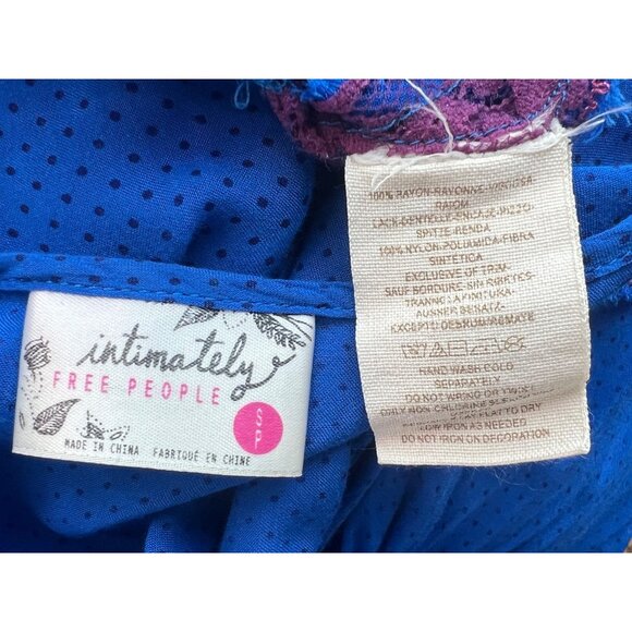 Free People Intimately Blue Polka Dot Tiered Ruffle Hem Voile & Lace Slip Dress - Picture 14 of 16